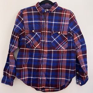 J Crew Half Zip Casual Plaid Flannel Pullover Shirt Small